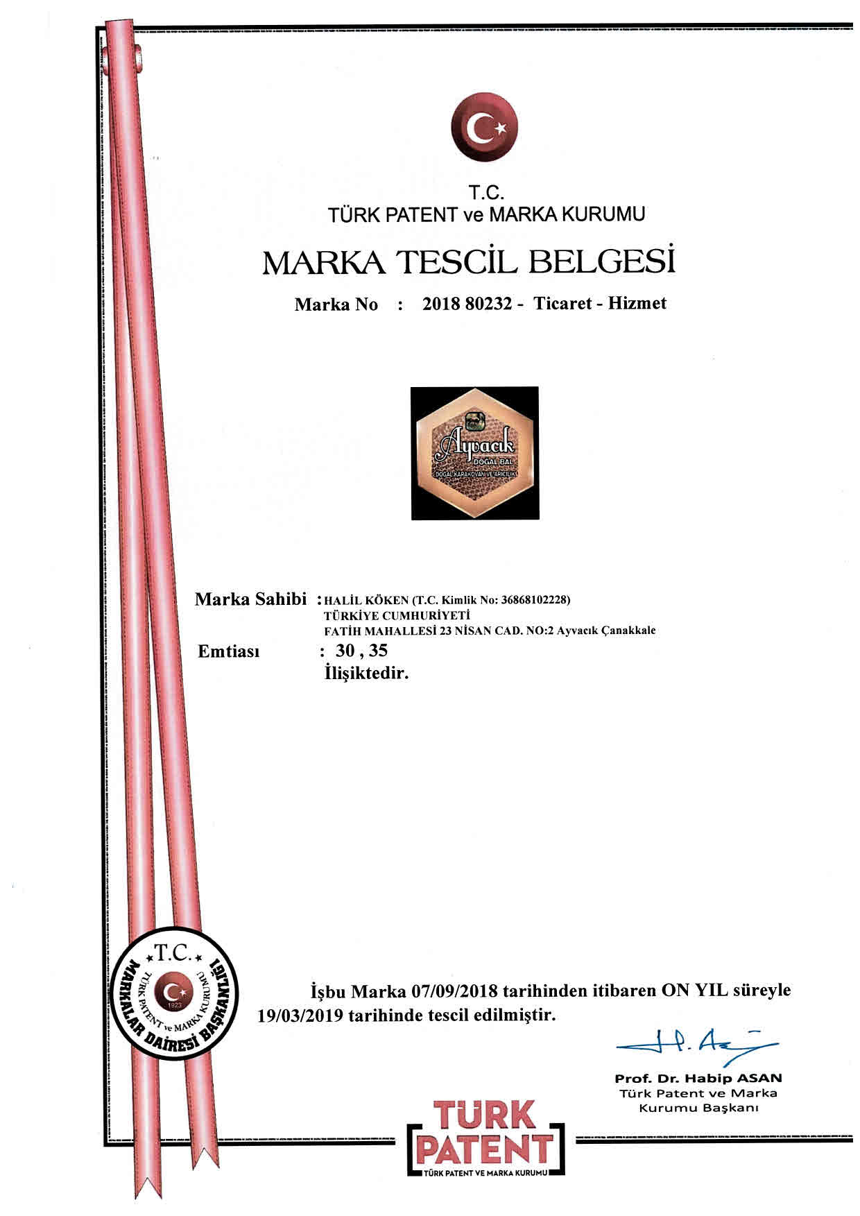 Marka Tescil Belgesi